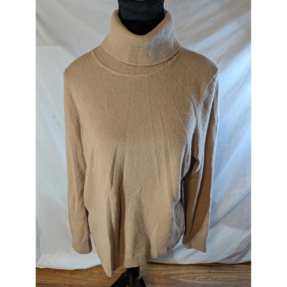 Talbots 100% Cashmere Beige Size Large Turtleneck Sweater